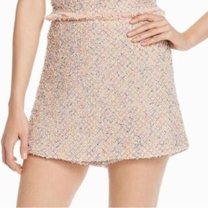 Aqua Tweed Fringe Skort light pink Size S